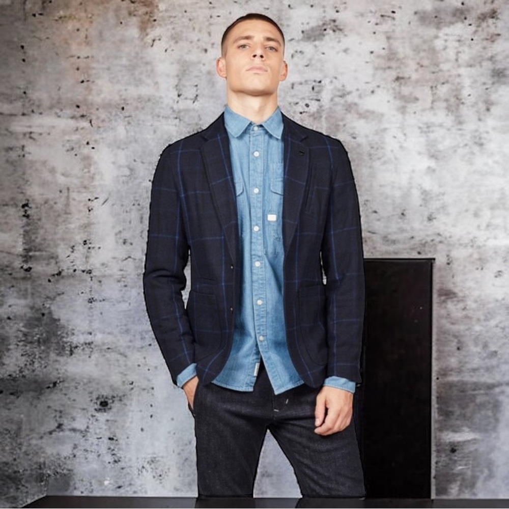 G-STAR RAW Wool Varve Blazer Hunt Check Size L NWT